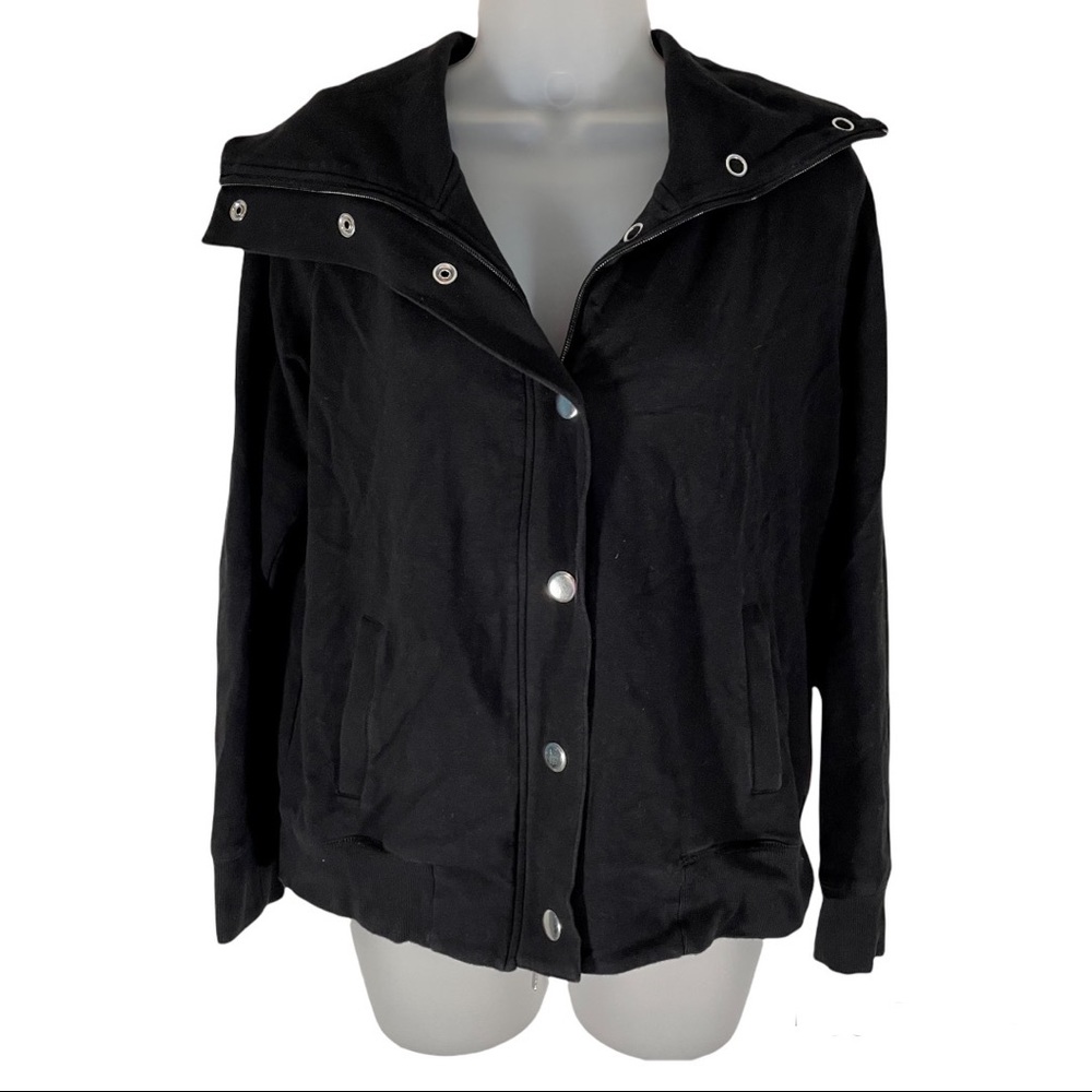 Black Jacket Coat Snap Zipper Style & Co Sport